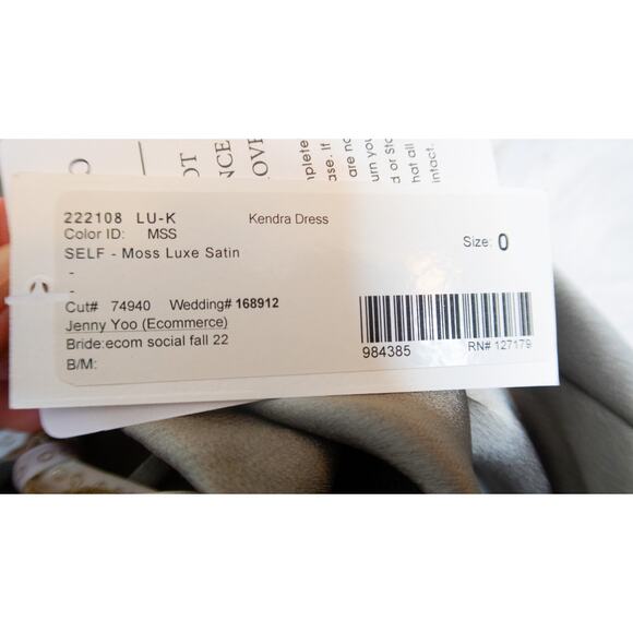 JENNY YOO 'Kendra' Satin Gown in Moss Sage Green NWT US 0 - Picture 9 of 13